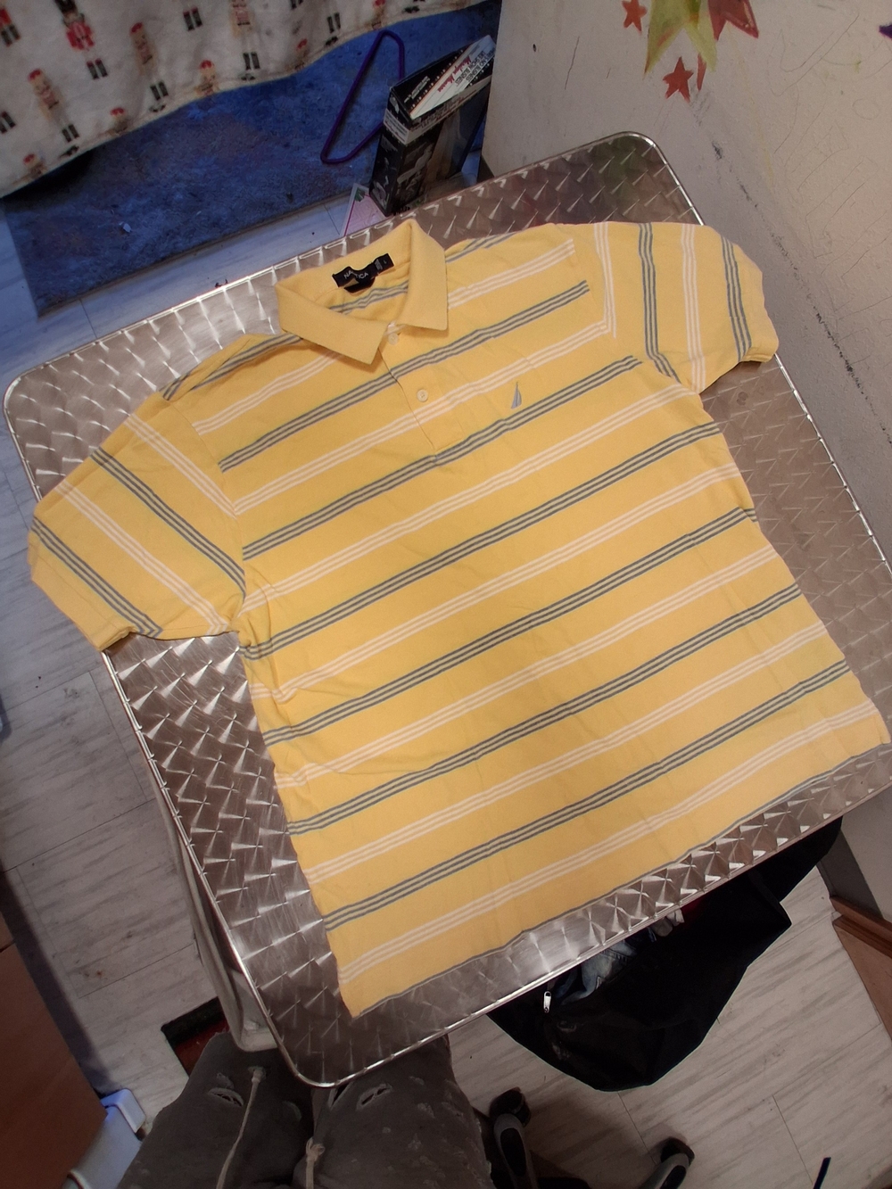 Nautica Yellow Striped Polo Shirt